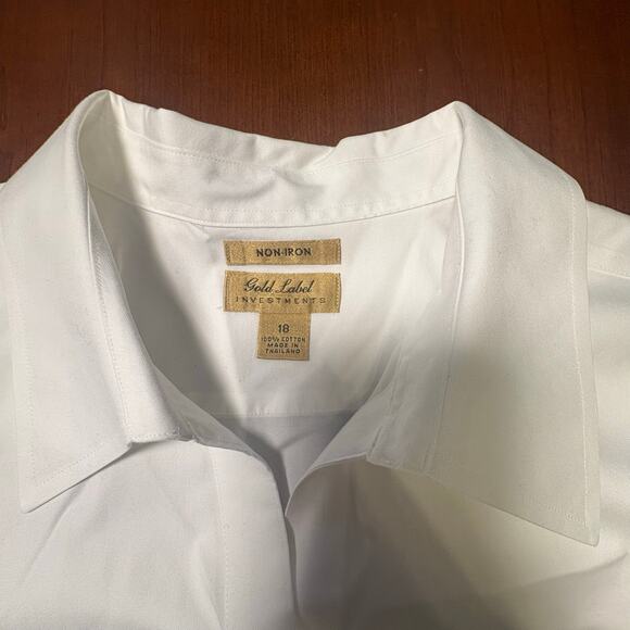 Gold Label Investments White Button Down Shirt Size 18 - Picture 2 of 5